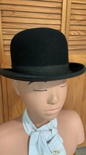 VINTAGE HARD CROWN hunting Bowler Derby Hat 7- 55cm Sidesaddle No Tag See Pics