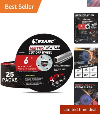 High-Performance 6'' x .045'' Cut Off Wheels for Angle Grinders - 25 Pack