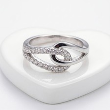 Silver Infinity Knot Ring Zirconia Interlocking Promise Ring For Women Gift
