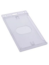 ID Hard Plastic Single Card ID Badge Holder - Clear / Side Insert Lot Of 13