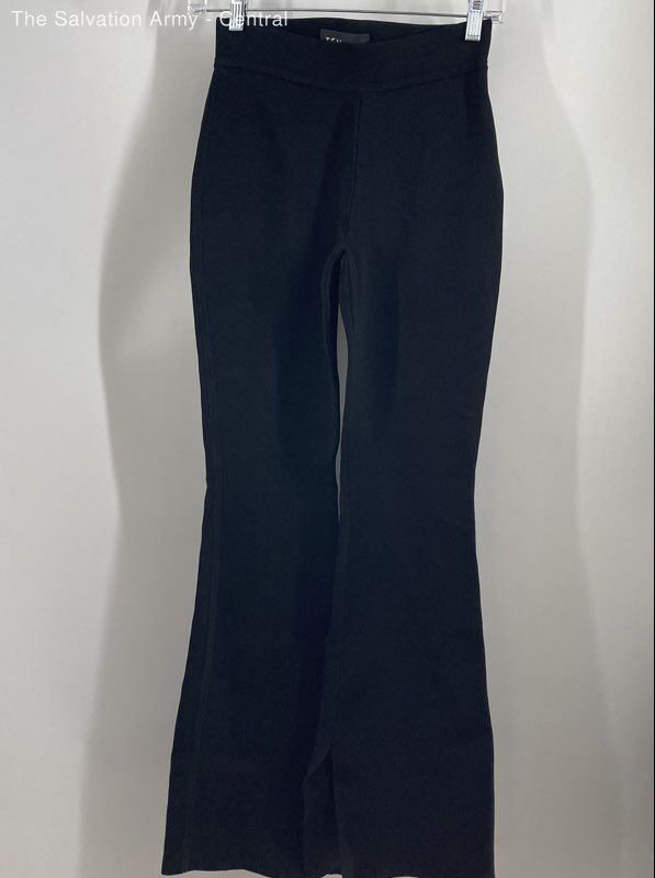 Ten By Babaton Womens Black Elastic Waist Pull On Flared Leg Casual Pants Sz XS