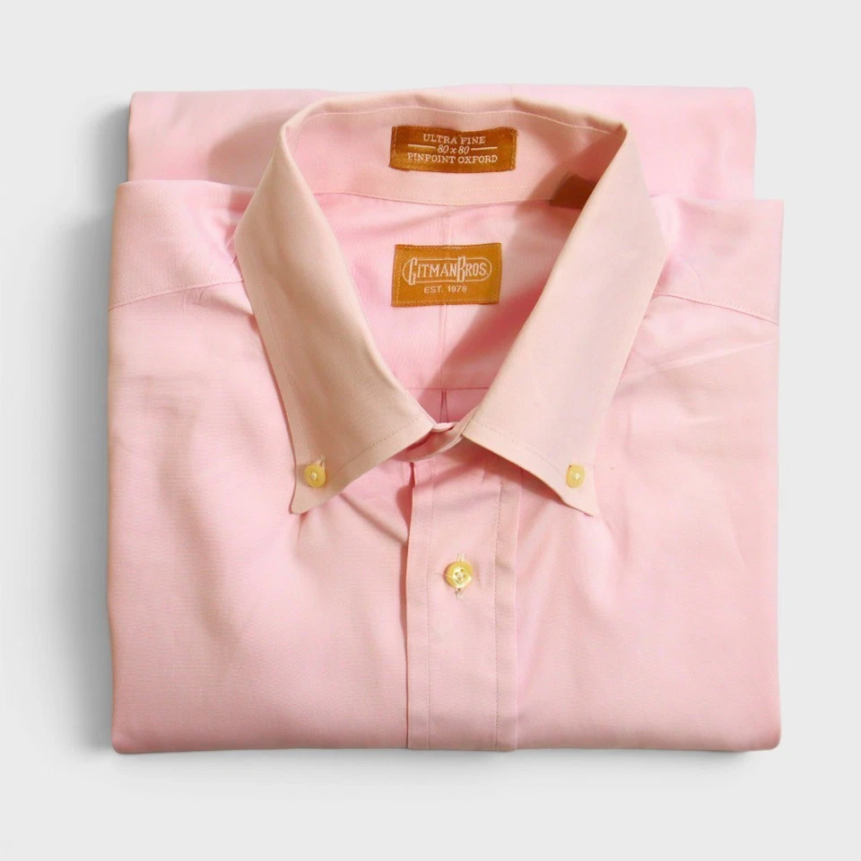Vintage Gitman Bros Button Down Oxford Shirt 16 34 Pale Pink Ultra Fine Pinpoint - Image 1 of 4