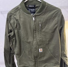 Carhartt Women s Relaxed Fit Bomber Jacket Olive Green Full Zip Small Workwear