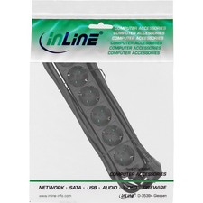 InLine Multi-Outlet 6x Shucko with Safe Black Cable 5m Strip 16465