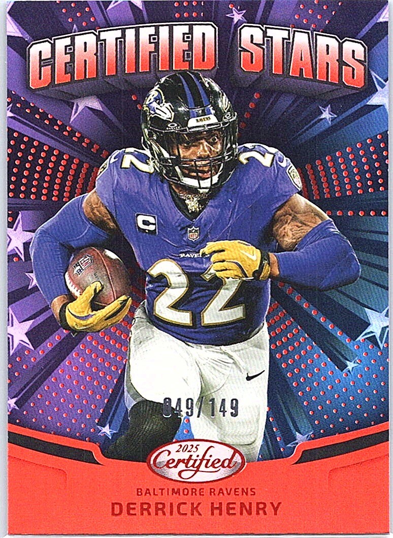2025 Panini Certified #CST-DHY Derrick Henry Certified Stars Mirror Orange #/149