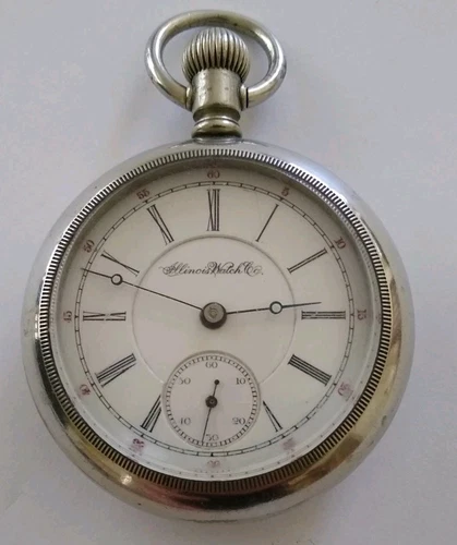 1895 Illinois 18s Grade 61 OF Pocket Watch Dbl Sunk Dial Keystone RR Case Runs
