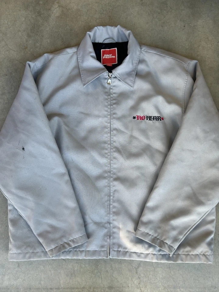 Chaqueta De Colección No Fear Para Hombre Grande Negra Bordada Gran Tamaño Motociclista Grunge Años 90 Foto 4 de 4