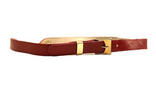 VINTAGE THE LEATHER SHOP RED LEATHER SKINNY BELT WOMEN'S SIZE SMALL
