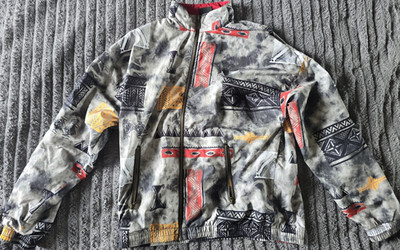 Australian Archive Windbreaker Herrenjacke Retro Muster Geometrisch L Polyester