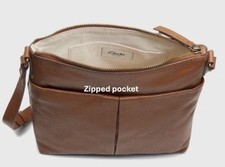 Clarks Ladies Topsham Zip Pocket Tan Leather Across Body Bag