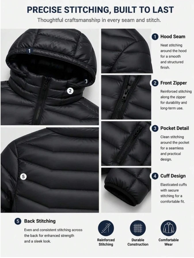 Men's Heated Jacket With 38 Heating Zones 3 Level Temp Power Bank Not Included - product detail image 7