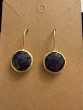 Sapphire 925 Sterling Silver Dangle Hook Earrings, Round Blue, 1  