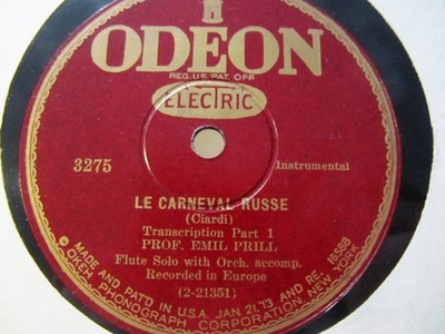 1927 EMIL PRILL Flute Soloist Ciardi Le Carneval Russe Berlin Parlophone ODEON