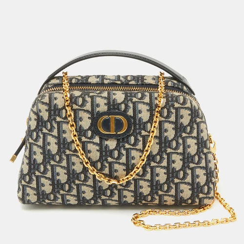 Mini sac Christian Dior bleu marine toile oblique 30 Montaigne D Cosy