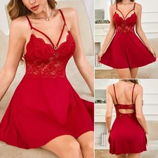 Women Sexy Lingerie Lace Sleepwear Nightwear Babydoll Slip Dress Chemise Nighty