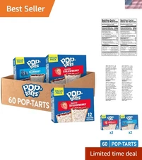 Frosted Blueberry & Strawberry Toaster Pastries - 60 Pack Kids Breakfast Treats