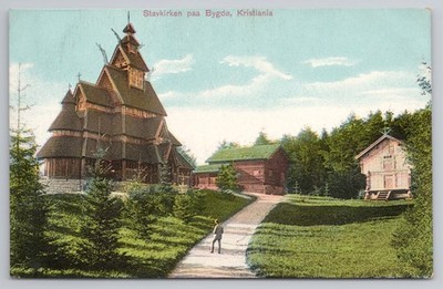 Gol Stabkirche Bygdoy Kristiania Oslo Norwegen Volksmuseum Vintage Postkarte