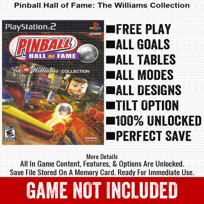 Pinball Hall of Fame The Williams Collecti 100% PS2 Memory Card All CHEATS ITEMS