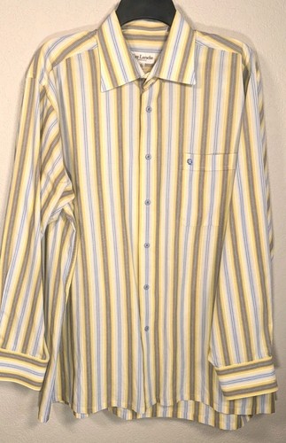 Guy Laroche, Guy Laroche Vintage Yellow Stripe 17 1/2 34/35 XL Button Front Men's Shirt