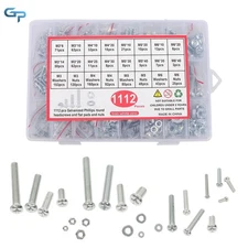 Metric Machine Screws Bolts Nuts Assortment Kit with 1112 Pieces M3/M4/M5/M6