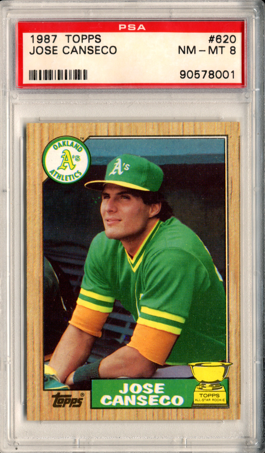 1987 TOPPS ALL-STAR ROOKIE #620 JOSE CANSECO ATHLETICS PSA 8 (Quantity)