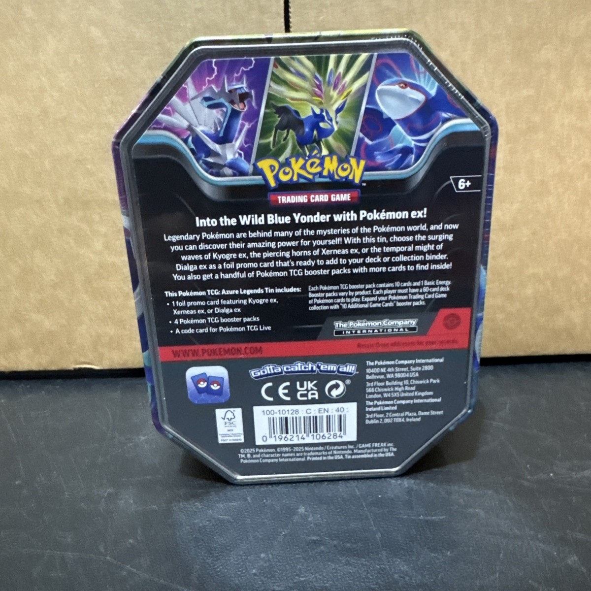 POKÉMON TCG AZURE LEGENDS TIN 4 BOOSTER PACKS, 1 FOIL DIALGA ex