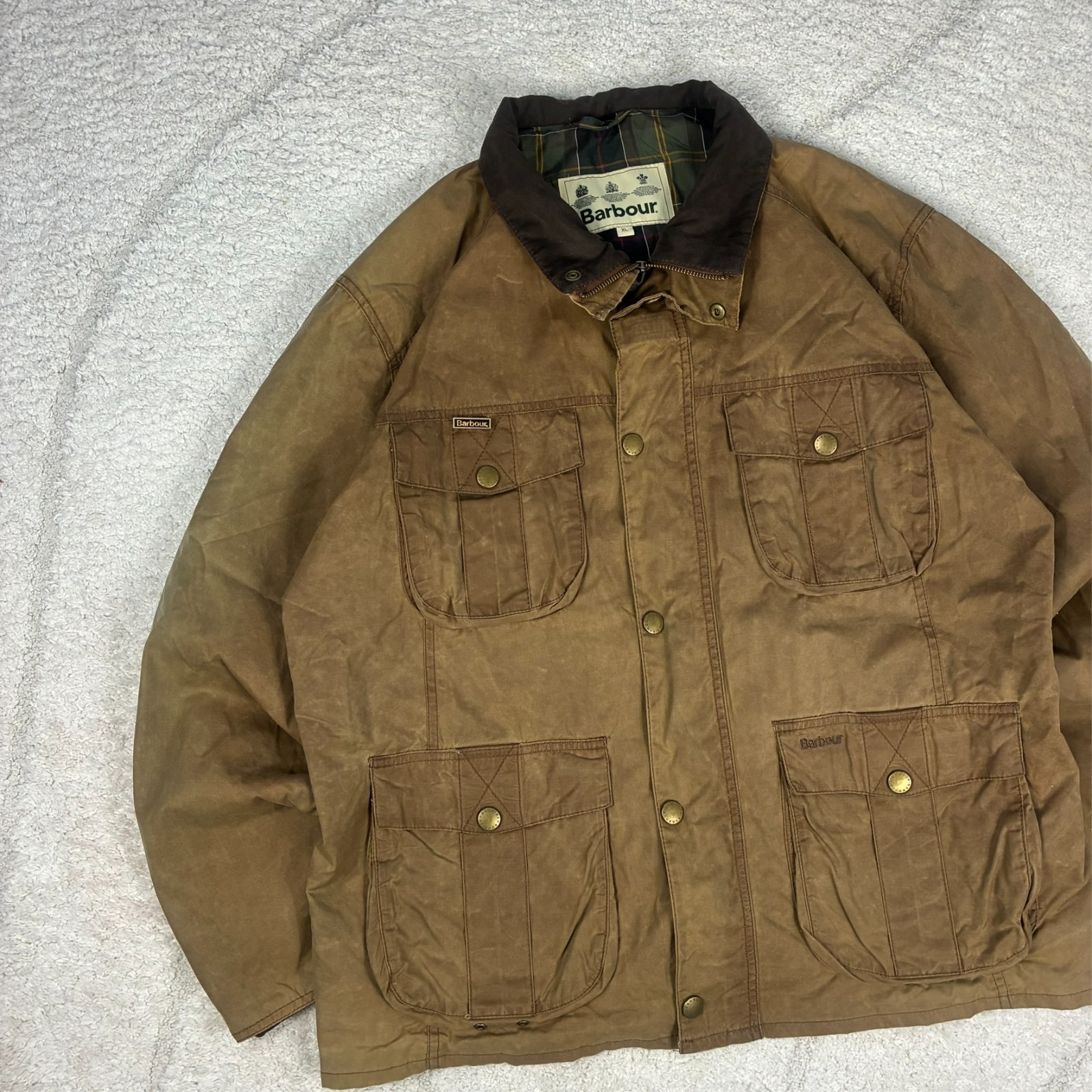 Vintage Barbour BR31 'New Utility' Brown Olive Size XL Cotton Utility Wax Jacket image 2
