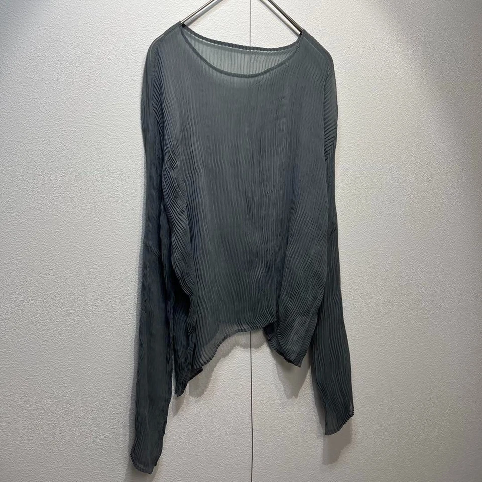 ISSEY MIYAKE Mujer Manga Larga Algodón Top Pliegues Please Blusa Camisas Foto 2 de 4