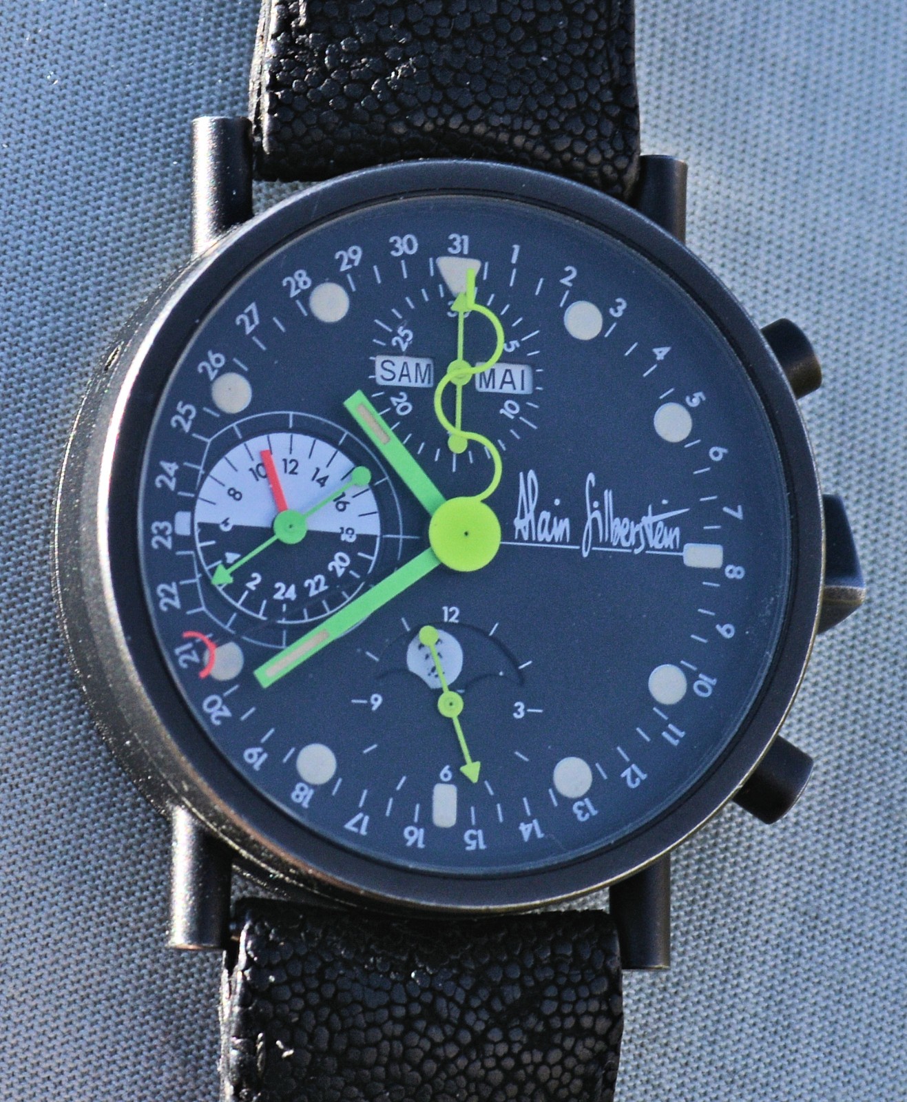 Very Rare Alain Silberstein Krono 1 Black PVD Steel Limited Edition Bauhaus