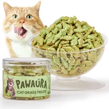 Pawaura 3.53oz Cat Grass Treats for Hairball Control – 3.53 Ounce (Pack of 1) 