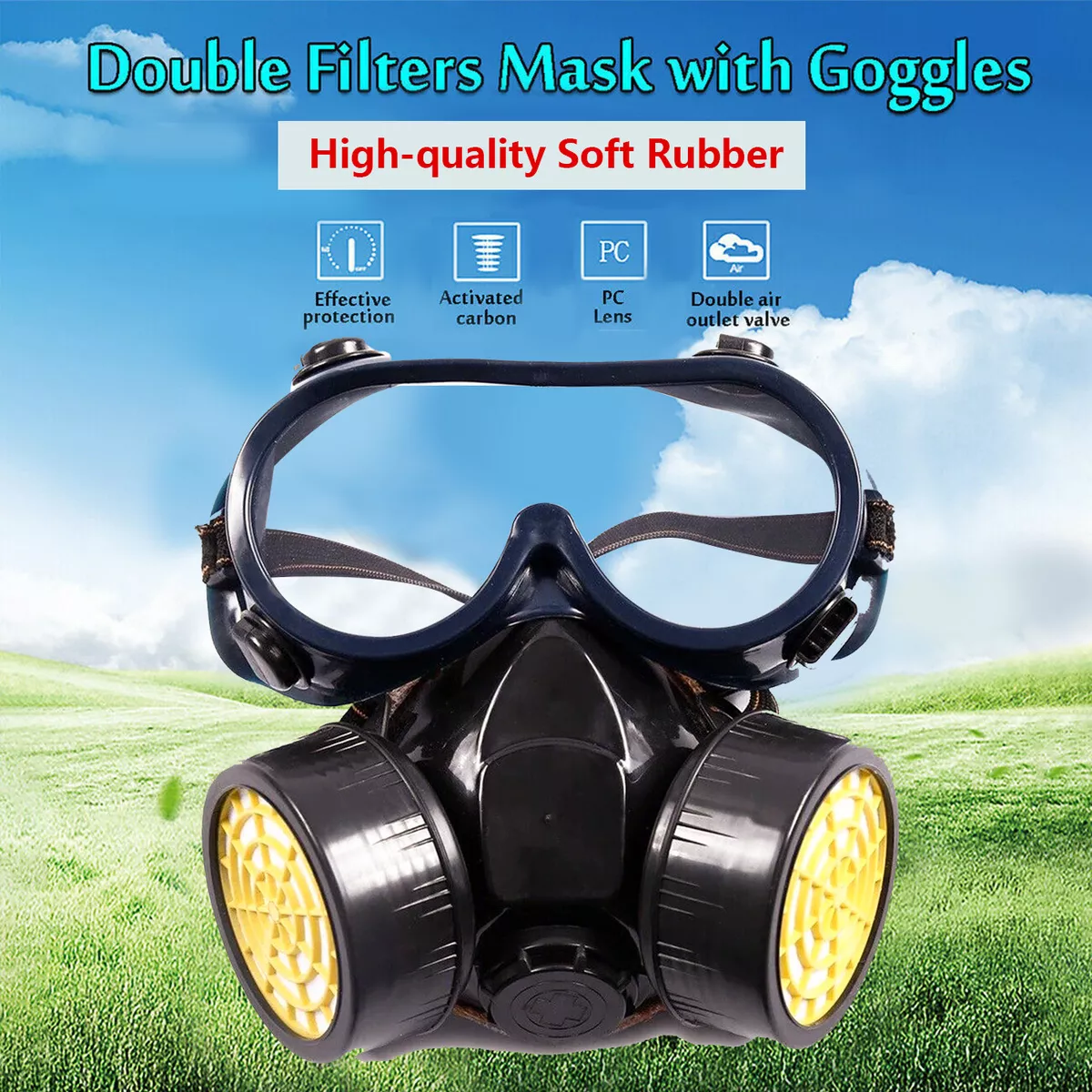 Reusable Facepiece Half Face Shield Gas Mask Safety Protection Filter Respirator