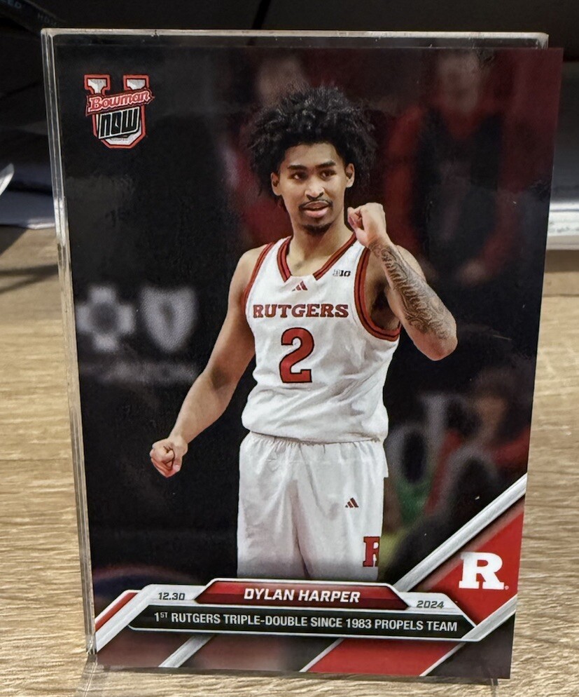 2024-25 Bowman U NOW Dylan Harper Card #38 - 1st Rutgers Triple Double Since 83