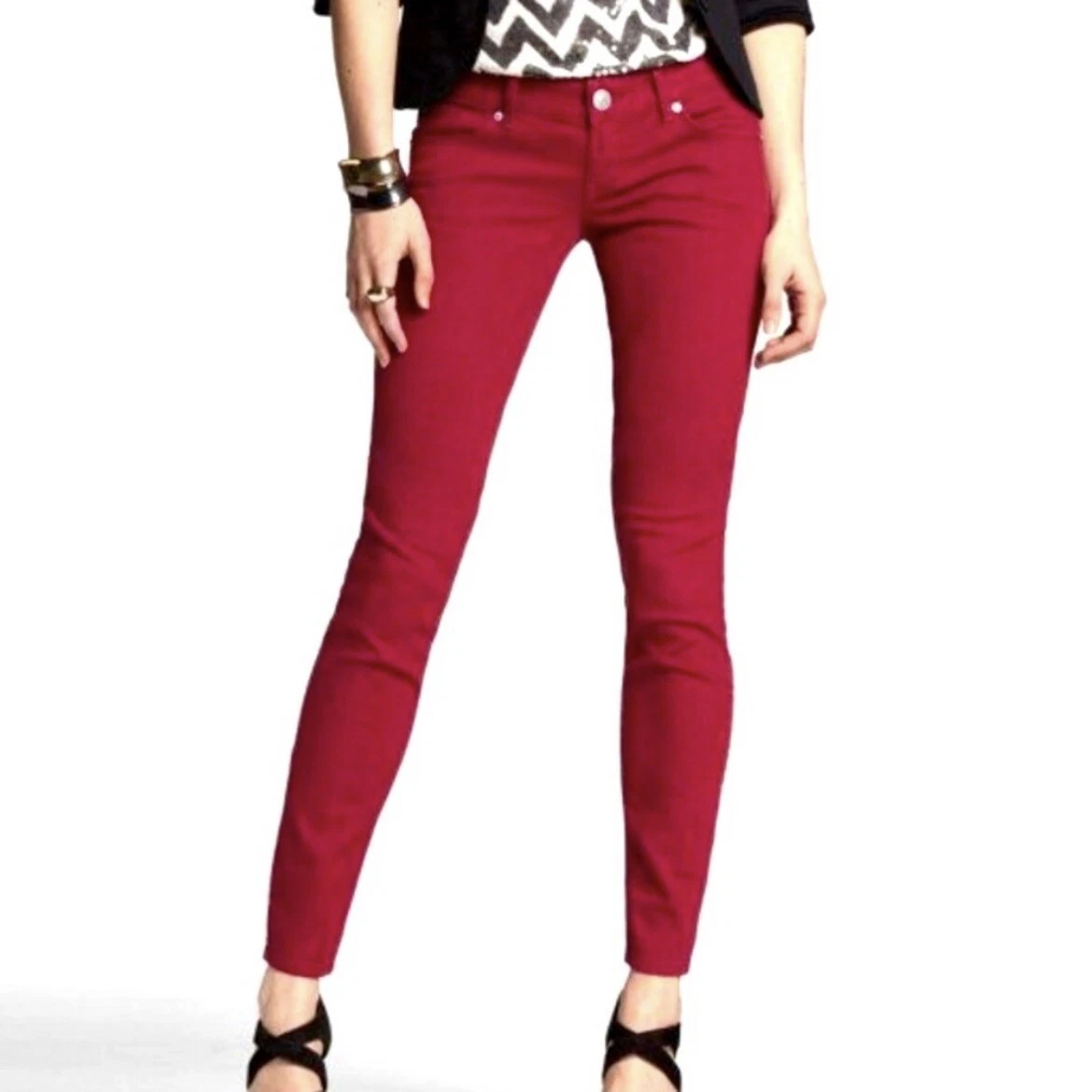 Express Red Zelda Slim Fit Ultra Low Rise Jean Leggings - Size 8