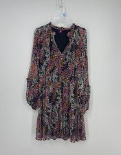 VINCE CAMUTO 3 Tiered Flowy Dress Black Multi Floral Size L NWT