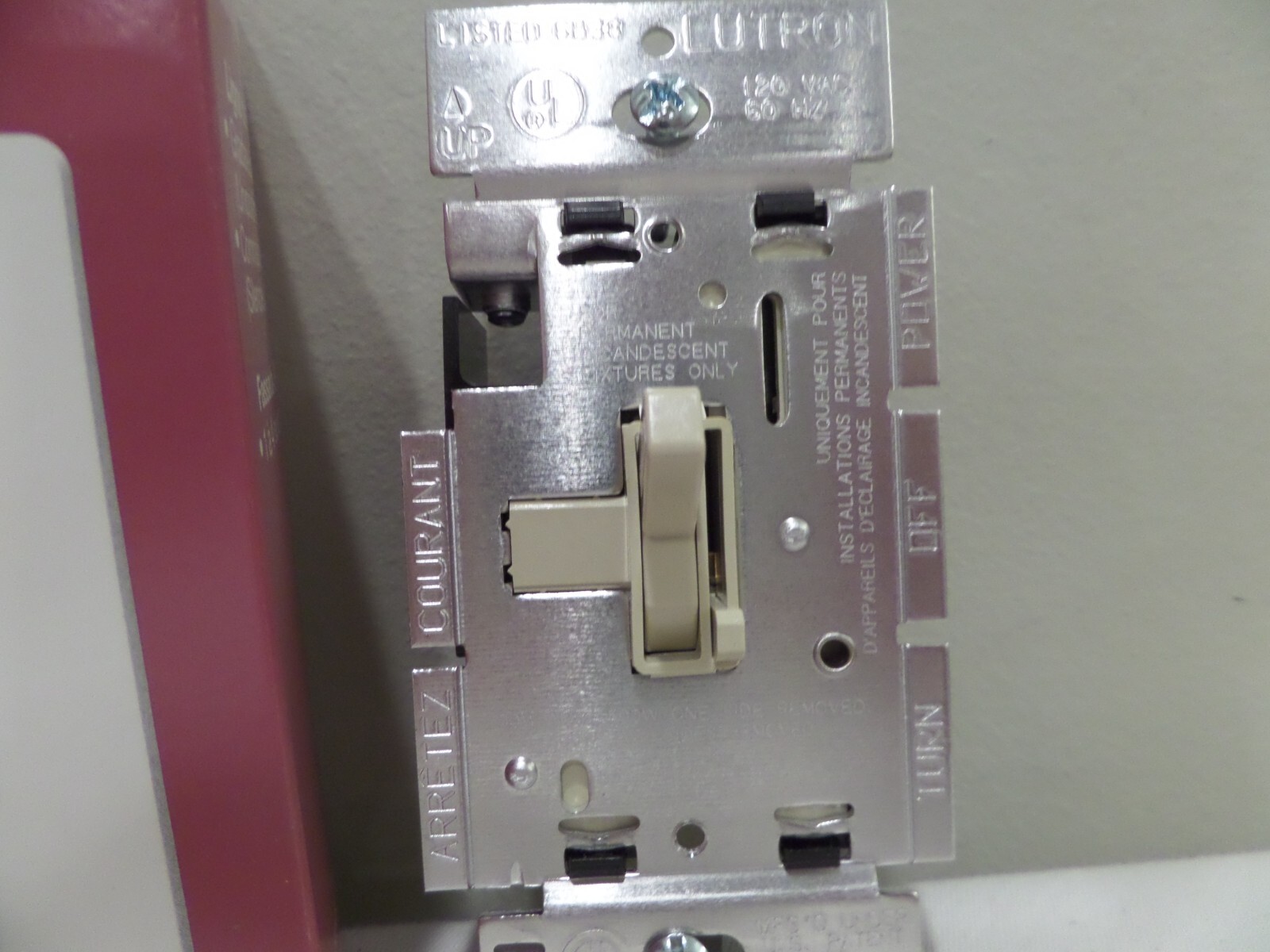 Lutron Ariadni AY600PIV Toggle Slide Dimmer Switch 600W Ivory Single