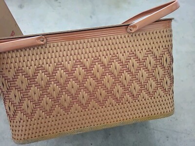 DR. PEPPER Vintage 70s PICNIC AMERICANA BASKET Wood Wicker