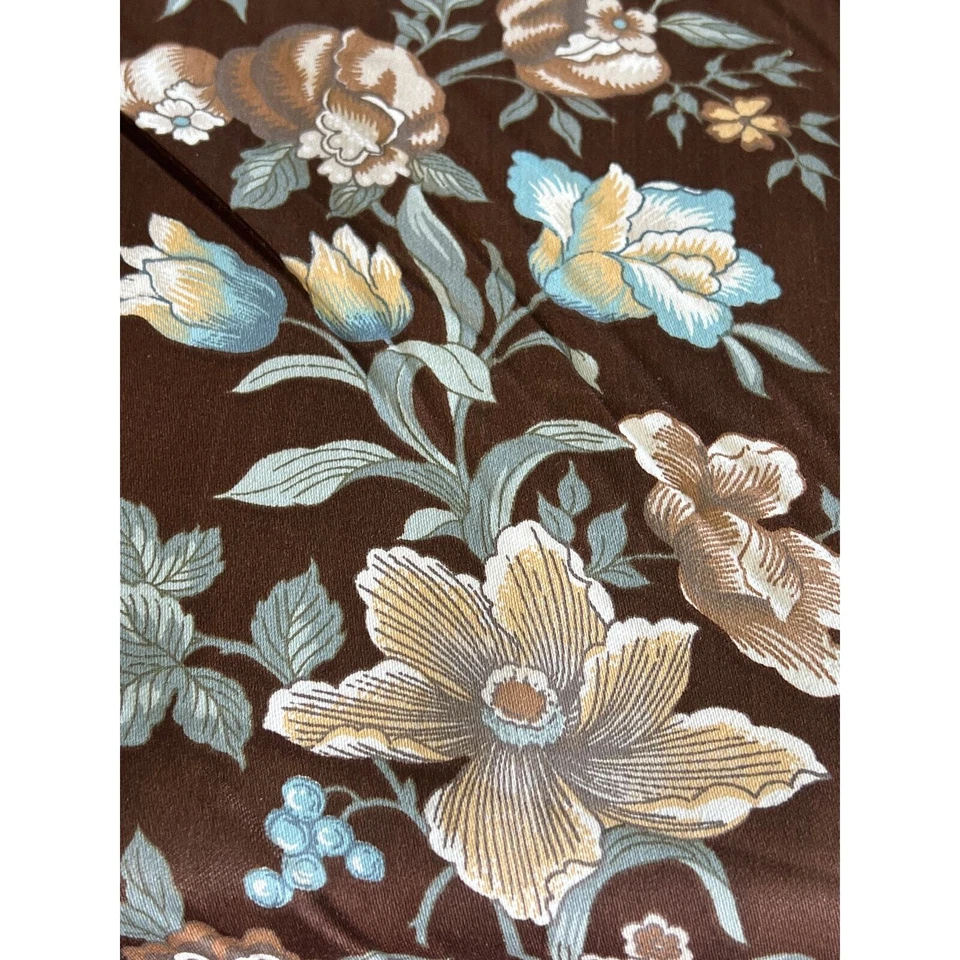 Tela Cohama De Colección Marrón Azul Floral Bianca Rayas Tapicería Sarga Por Yarda Foto 2 de 4