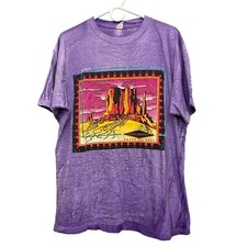 T-shirt vintage Southwestern Desert Mesa Cantina viola tinta unita XL punto singolo