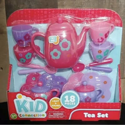 Tea Play Set Kid Connection 18-Piece Tea Pot Lights Up With