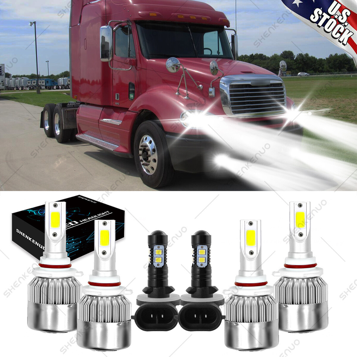 For Freightliner Columbia 20052017 9005 9006 881 LED Headlights Fog Light Bulbs eBay