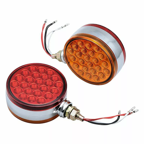 2X Amber Red 48 LED Pedestal Fender Brake Turn Signal Light Round - Foto 3