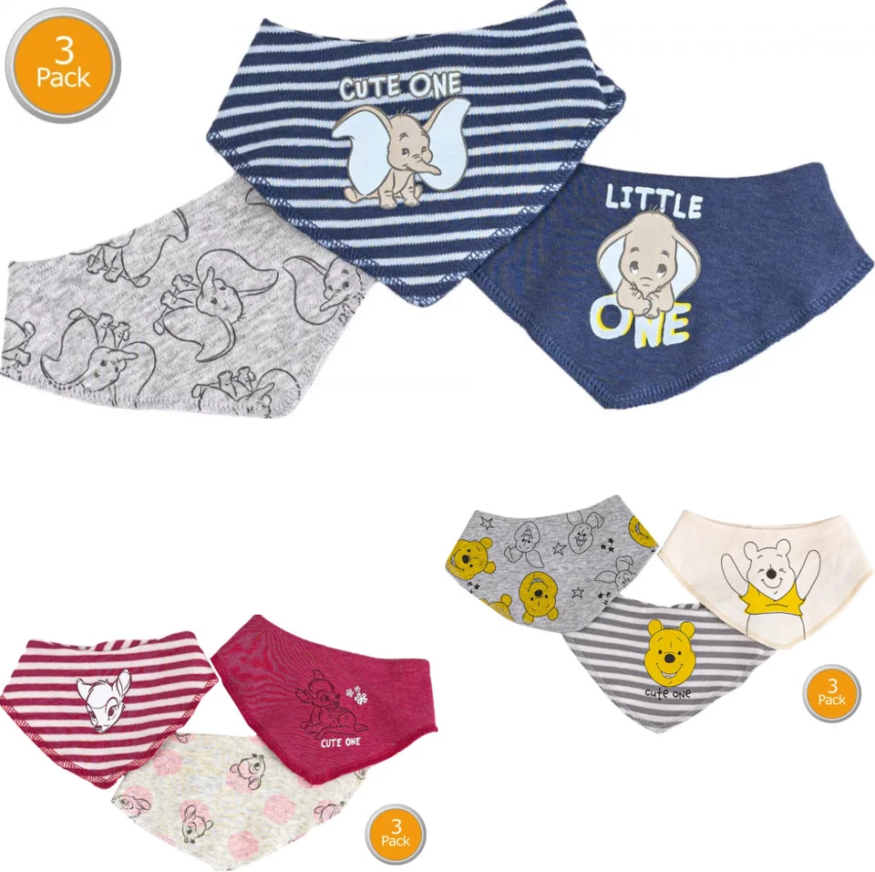Disney Baby 3er Lätzchen Spucktuch Halstuch Winnie Pooh Bambi Dumbo