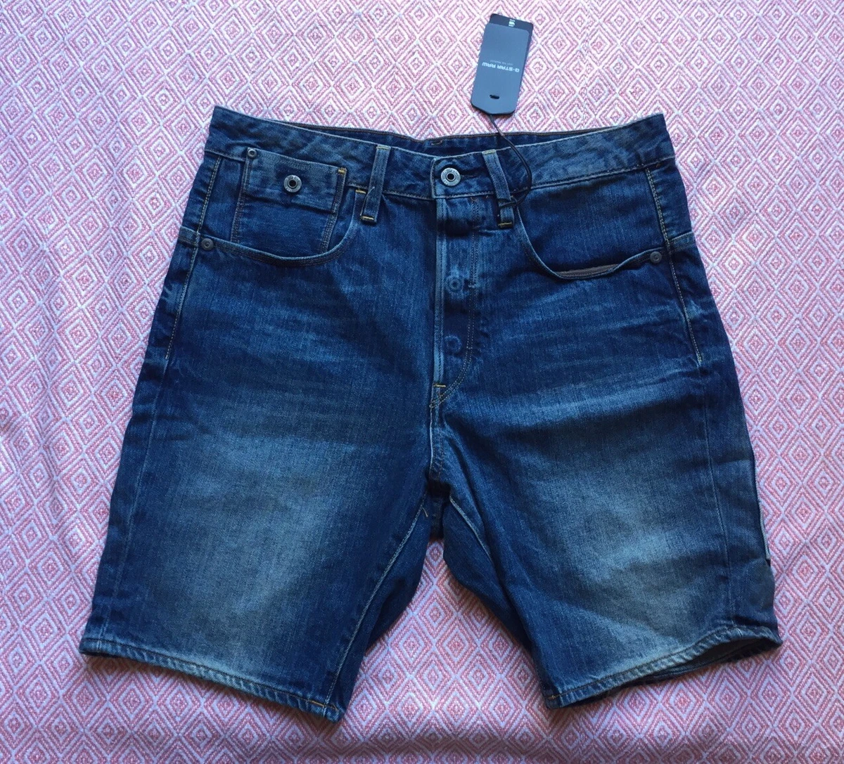 G Star Type C 1 2 RYL Denim shorts DK Aged Blue Mens Size W30 L8 Bnwt Rare