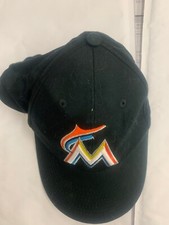 Miami Marlins Youth Hat Cap Adjustable Black White Pre Owned HT 10 109