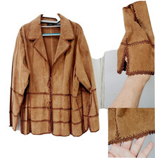 Jacket Suede Leather,crochet Block Patch Western Hippie Festival Womens Plus 1x