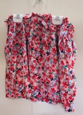 H M Girls Red White Floral 100 Viscose Skirt Size 6-8 EUC