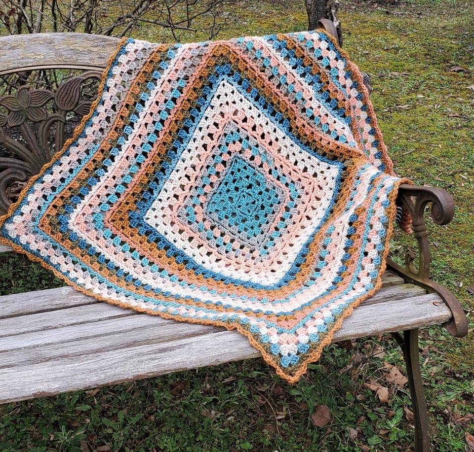 Crochet BABY BLANKET AFGHAN Lap Granny Squares Gift 31"x 31" Boy Girl