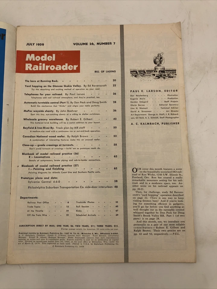 Revista de modelismo ferroviario vintage - julio de 1959 - miniatura para aficionados al tren Foto 2 de 4