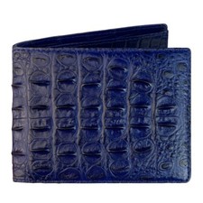 Real Crocodile Blue Leather Bifold Leather Wallet Men's Skin Wallet Handmade