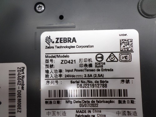 Zebra ZD421 203dpi USB Thermal Label Printer w/ Power Supply ZD4A042-D0EM00EZ - Afbeelding 12 van 12